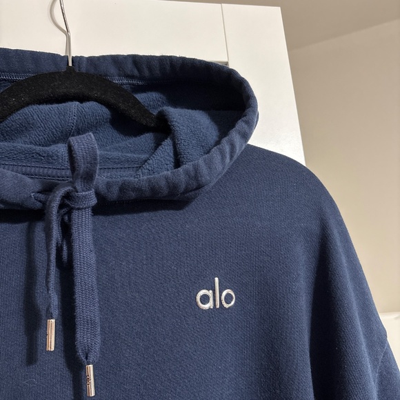 ALO Yoga Accolade Hoodie Sweatshirt Navy Blue Oversized Small - Picture 2 of 3